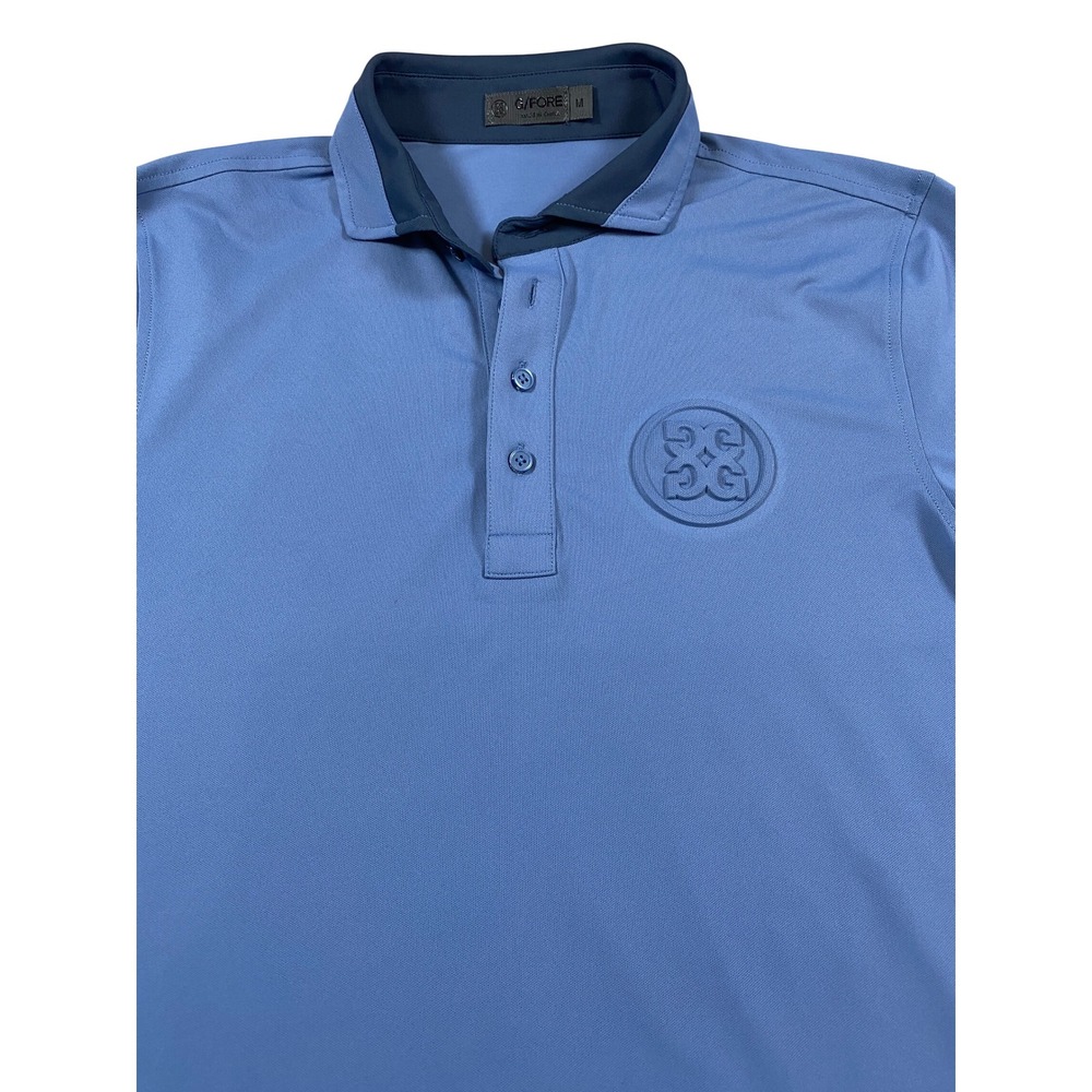 G/FORE Mens Circle G Embossed Tech Polo Shirt Blue Short Sleeve Golf Top Size M